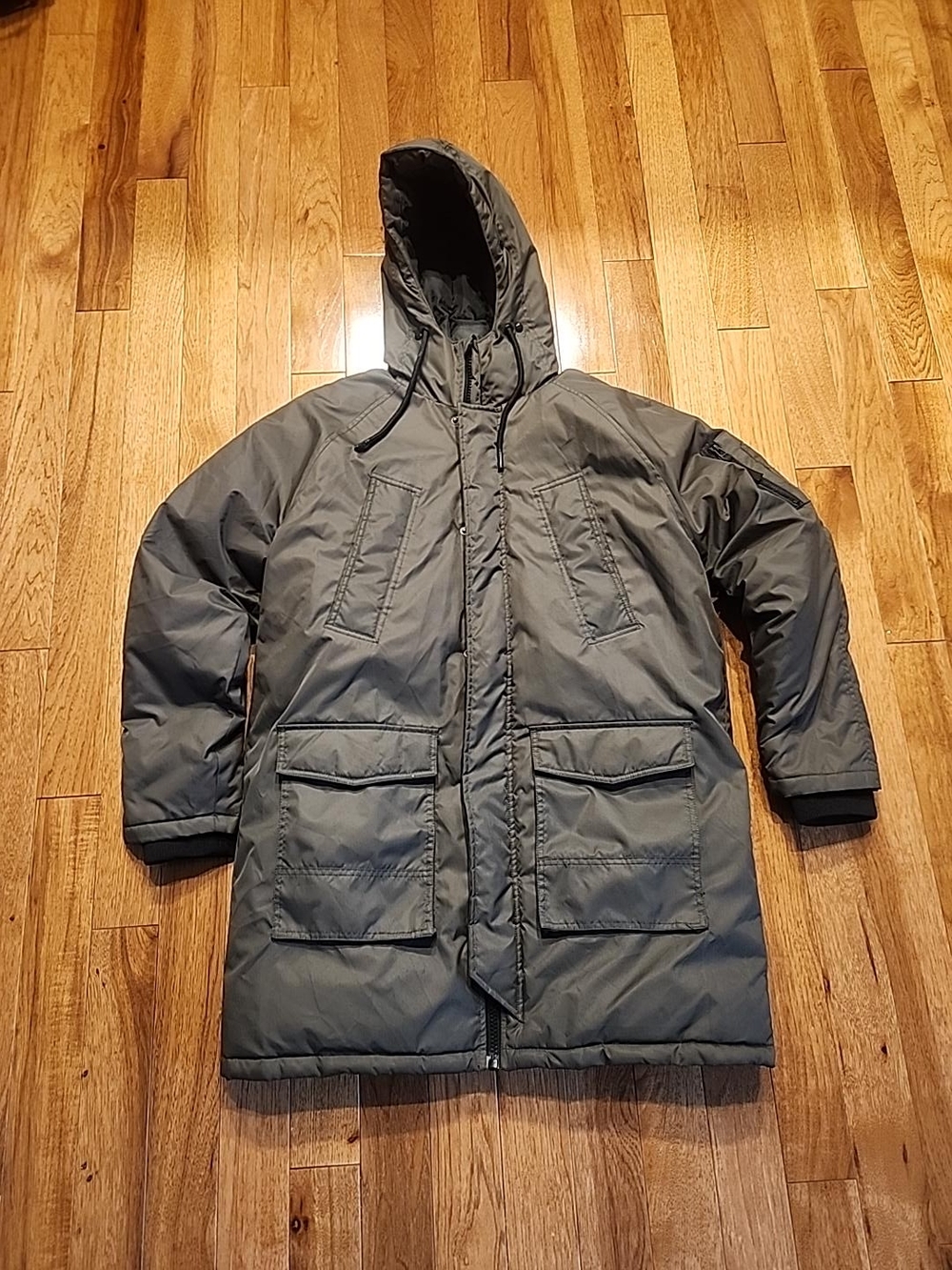 H&M Divided Men’s Medium Gray/olive Oversized Hooded Utility Parka Coat Size Med